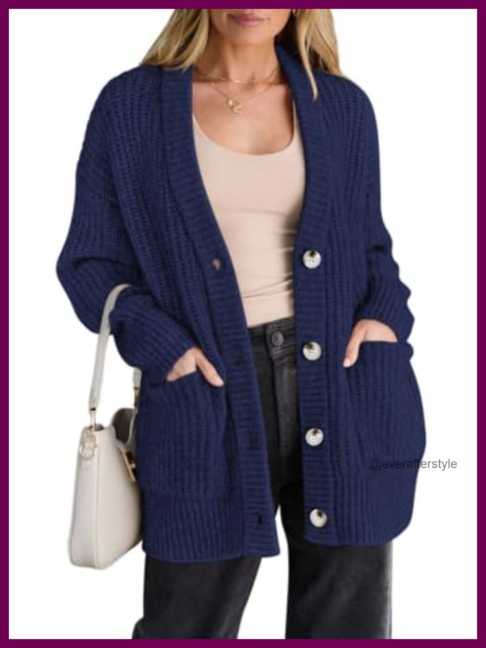 Oversized Cardigan Sweaters for Women Button Up Knit